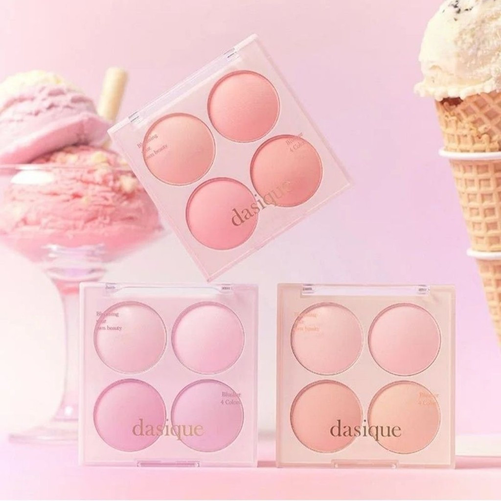 DASIQUE phấn má hồng bốn màu Tấm má hồng mờ Đào hồng Mở rộng Màu phấn mắt đa năng hàng ngày Bột phấn