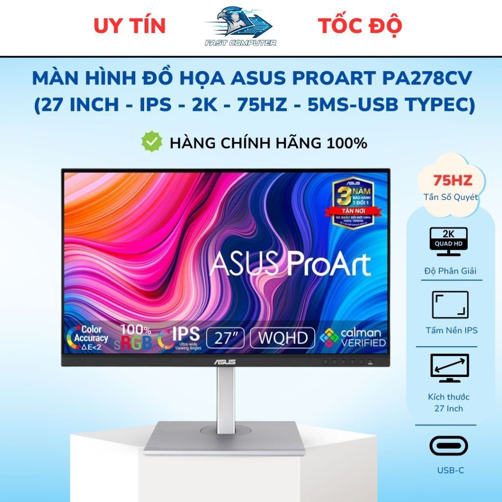 Màn hình ASUS ProArt PA278CV (27 inch-2K-IPS-USB TypeC) chuyên đồ họa
