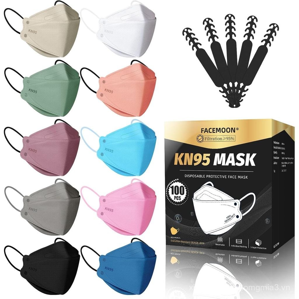 Khẩu trang KN95 Người lớn dùng một lần - 100 gói Mặt nạ bảo vệ 5 lớp có thể điều chỉnh KN95 Mặt nạ p