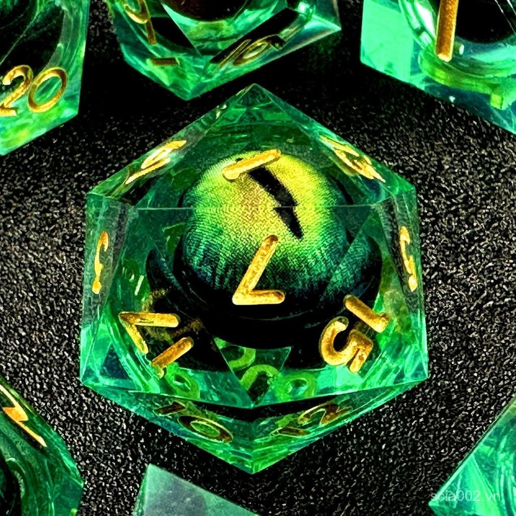 HAOMEJA DND Resin Dice Beholder 's Dragon Eye Core Bộ xúc xắc có quà tặng Túi mắt, Bộ xúc xắc viền s