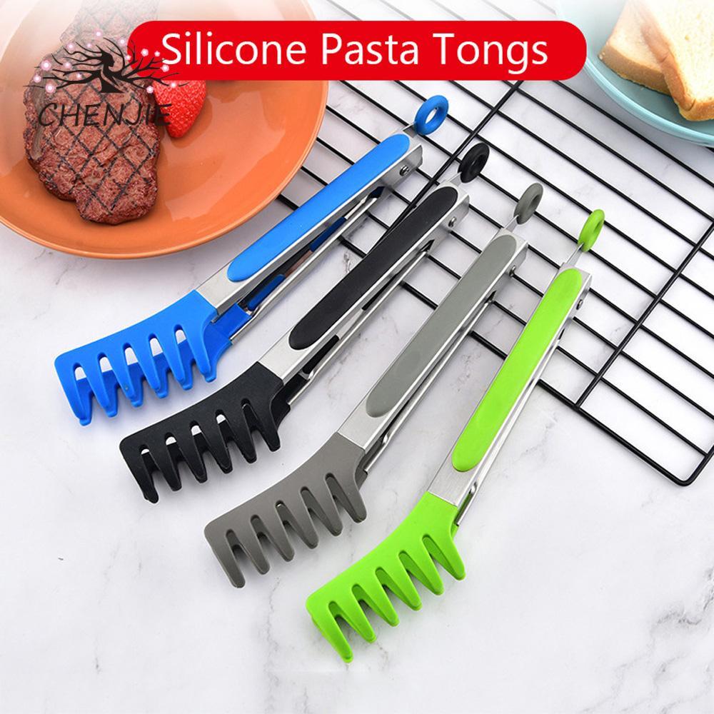 CHENJIE Noodle Tong Silicone Snack Pasta Kẹp Thép không gỉ Salad Dụng cụ nấu ăn