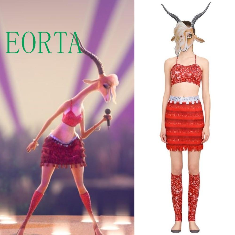 Gentl Zoo-topia Gazelle Cosplay, Trang Phục Hóa Trang Động Vật Gazelle Cừu, Màu Tím và Đỏ
