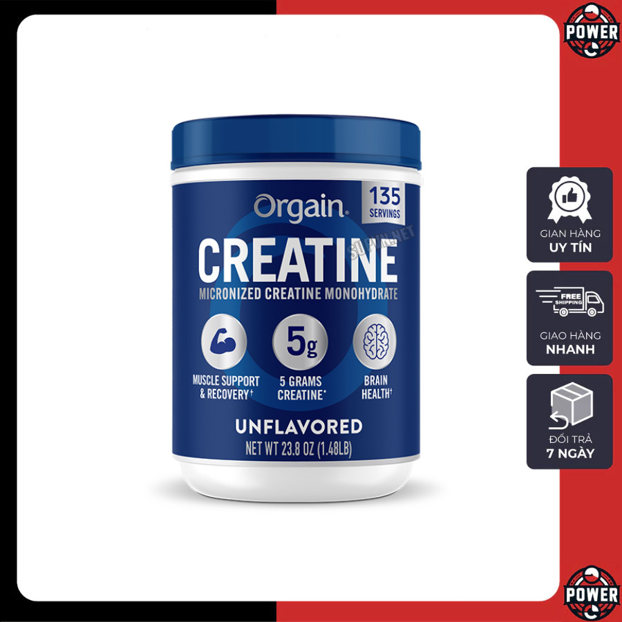 [FreeShip] Bột Creatine Orgain (675G) 135 lần - Micronize Tăng Sức Mạnh, Sức Bền