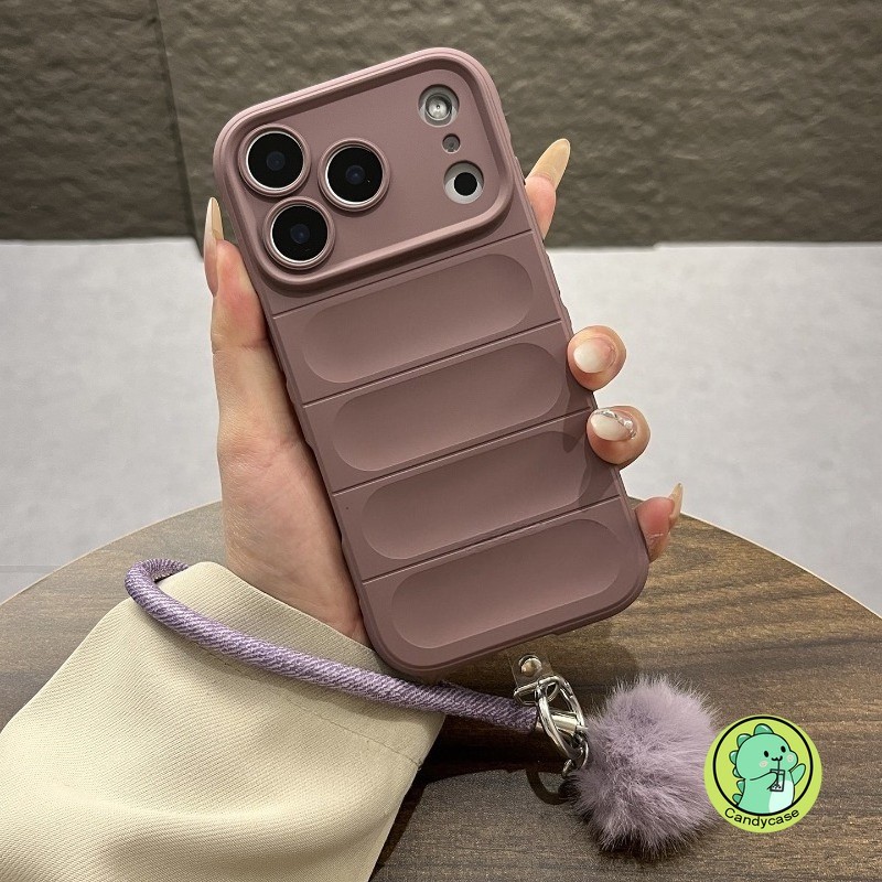 Ốp Điện Thoại Dễ Thương Với Lông Thú Giả Pom-pom Dây Đeo Cho Xiaomi 17 Pro Max 15 15T 14T Pro Poco M