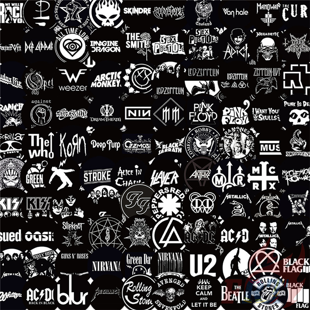 105 Cái / bộ ❉ Rock Band Logo Series 01 Nhãn dán PET đen trắng cổ điển ❉ Nhãn dán Doodle chống nước 
