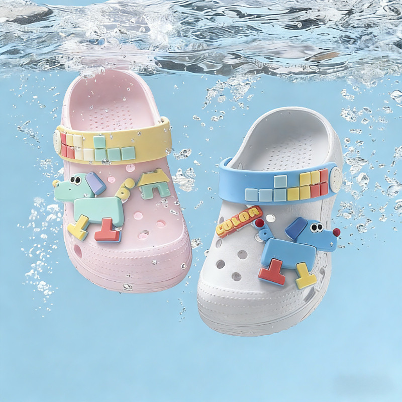 Cheerful Mario Clogs dép sục chó con robot bé trai chống trượt đi nước diy hoạt hình Puppy Dép mùa hè cho bé