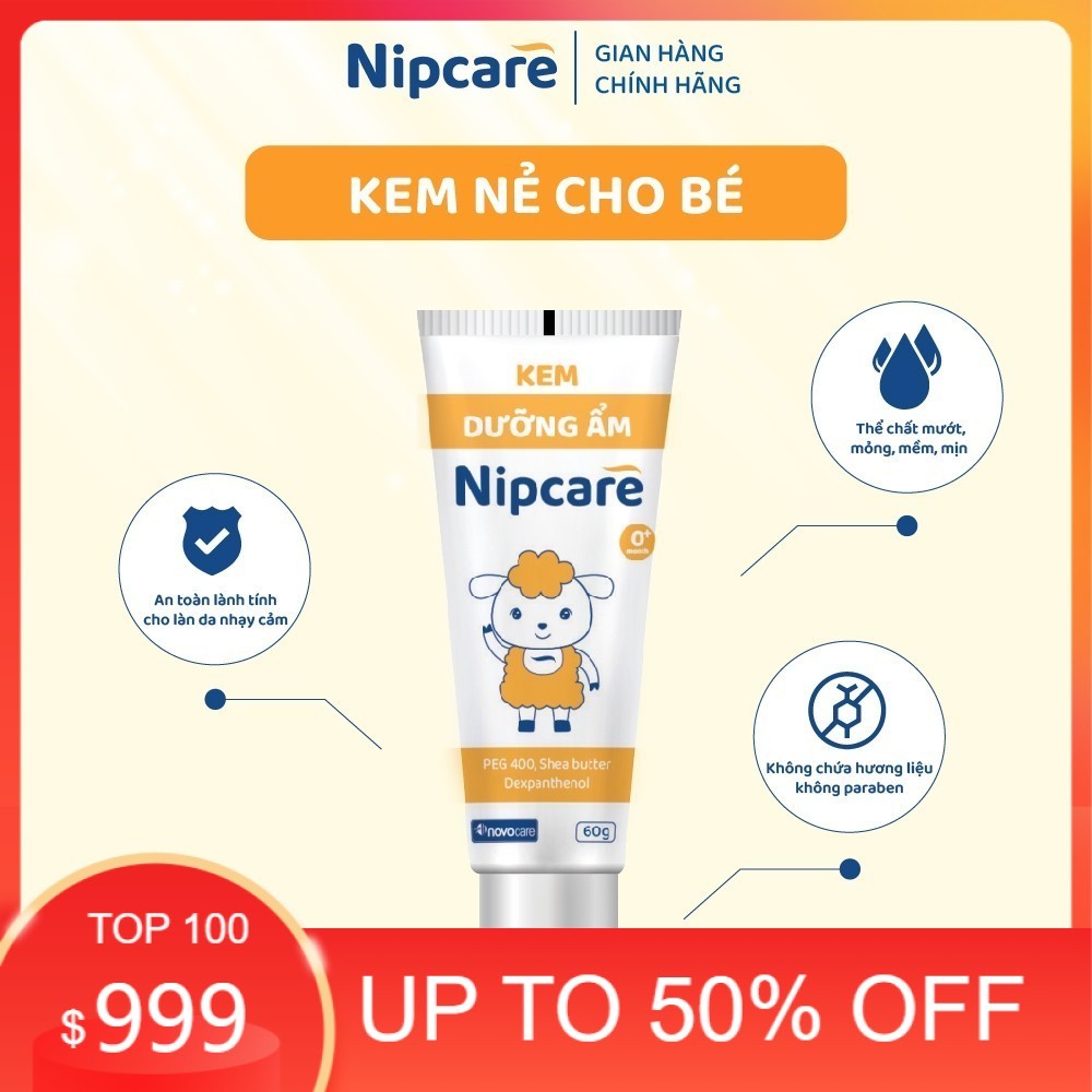 Kem dưỡng ẩm Novocare Nipcare 60g- kem nẻ cho bé da khô, nứt nẻ, chàm sữa, viêm da cơ địa