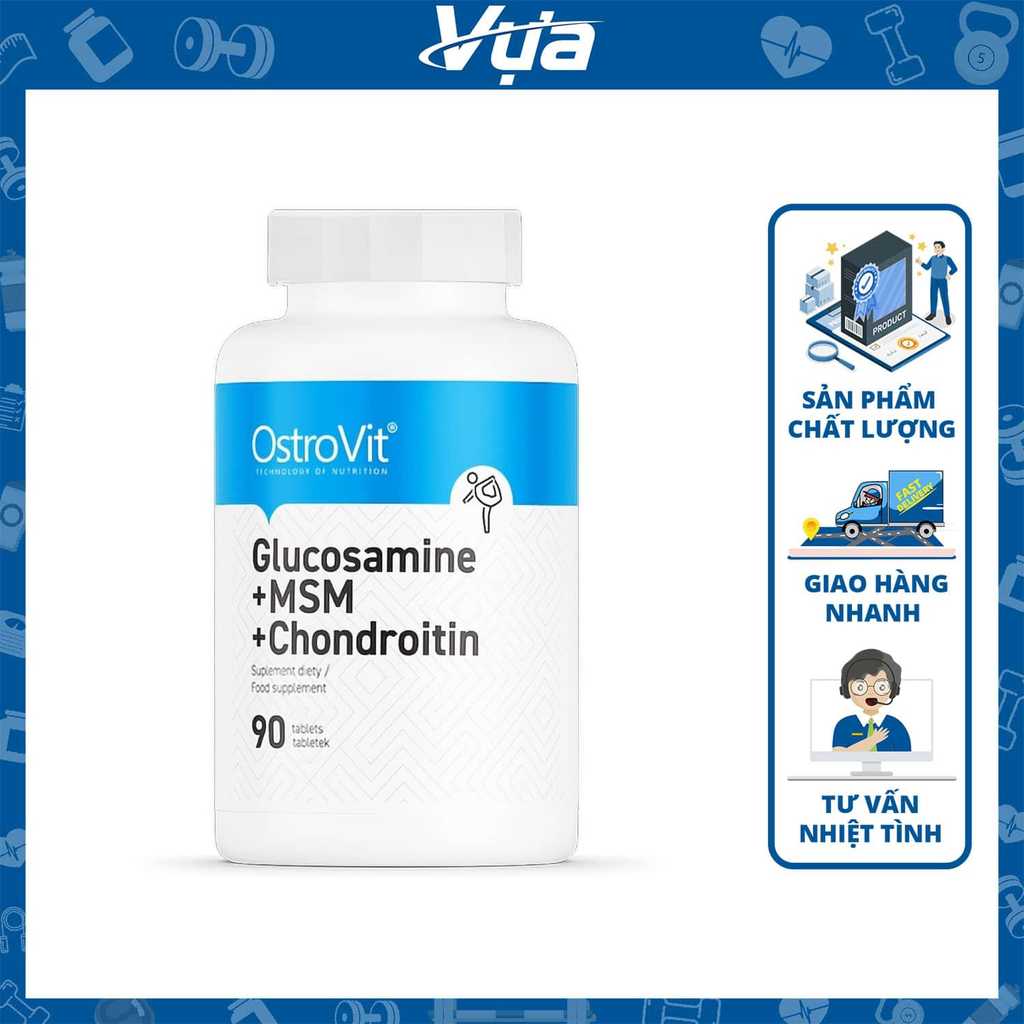 Viên Uống OstroVit - Glucosamine + MSM + Chondroitin (90 viên) - Hỗ Trợ Sức Khỏe Xương Khớp Chính Hã