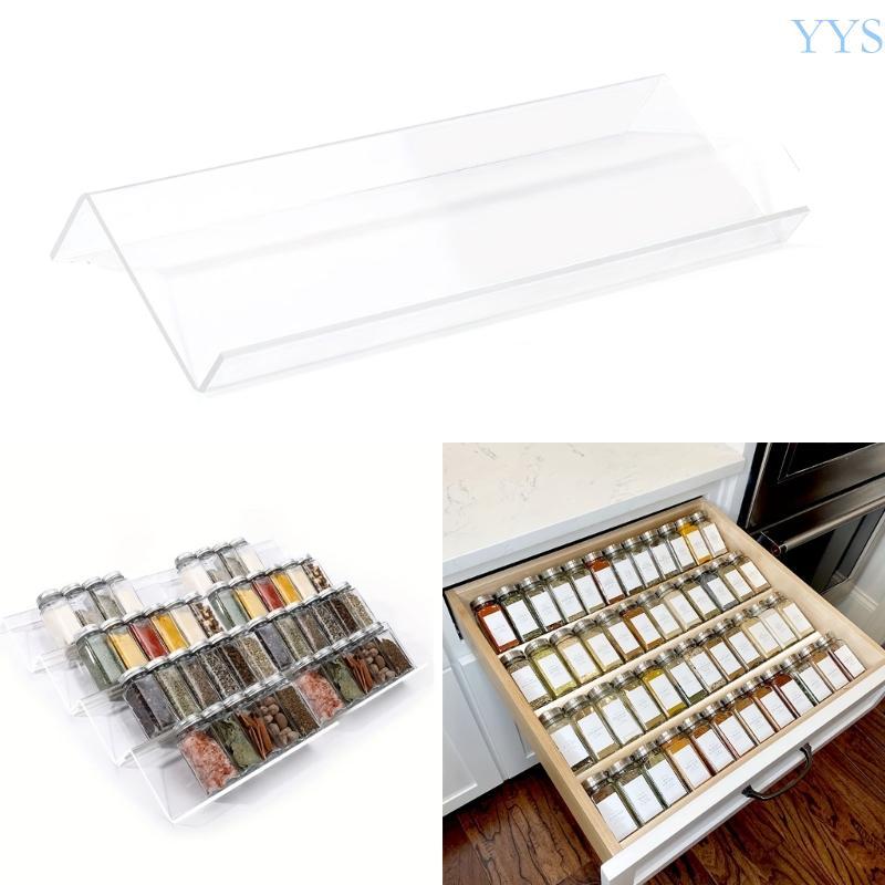 1/2xWhite Acrylic Storage Rack Tray Organize Your Kitchen Spice Drawer Organiser