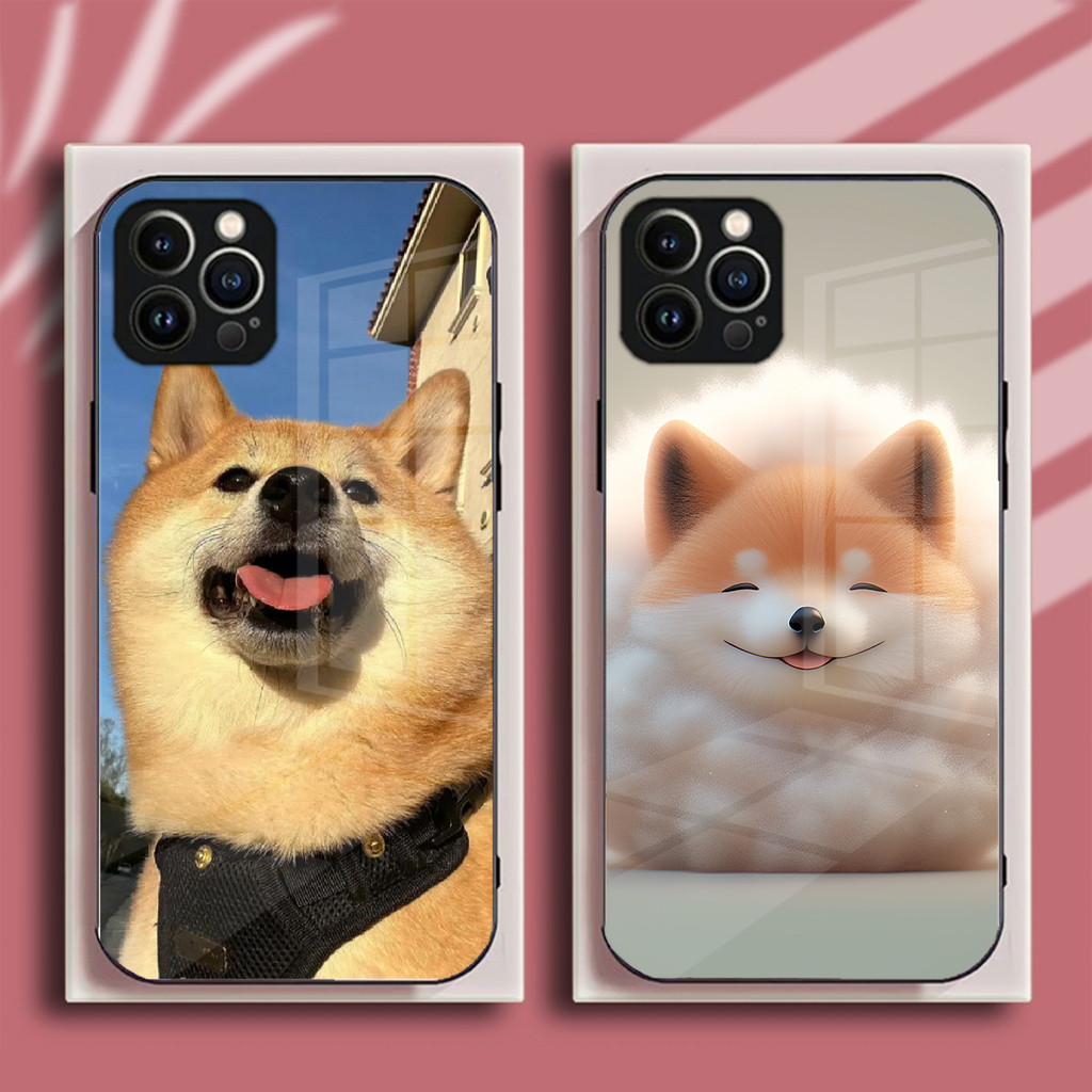 Chó Con Mèo Dễ Thương Cho IPhone Ốp điện thoại Kính Cường Lực Mặt Sau Silicon Mềm Vỏ Đen 11 12 13 14