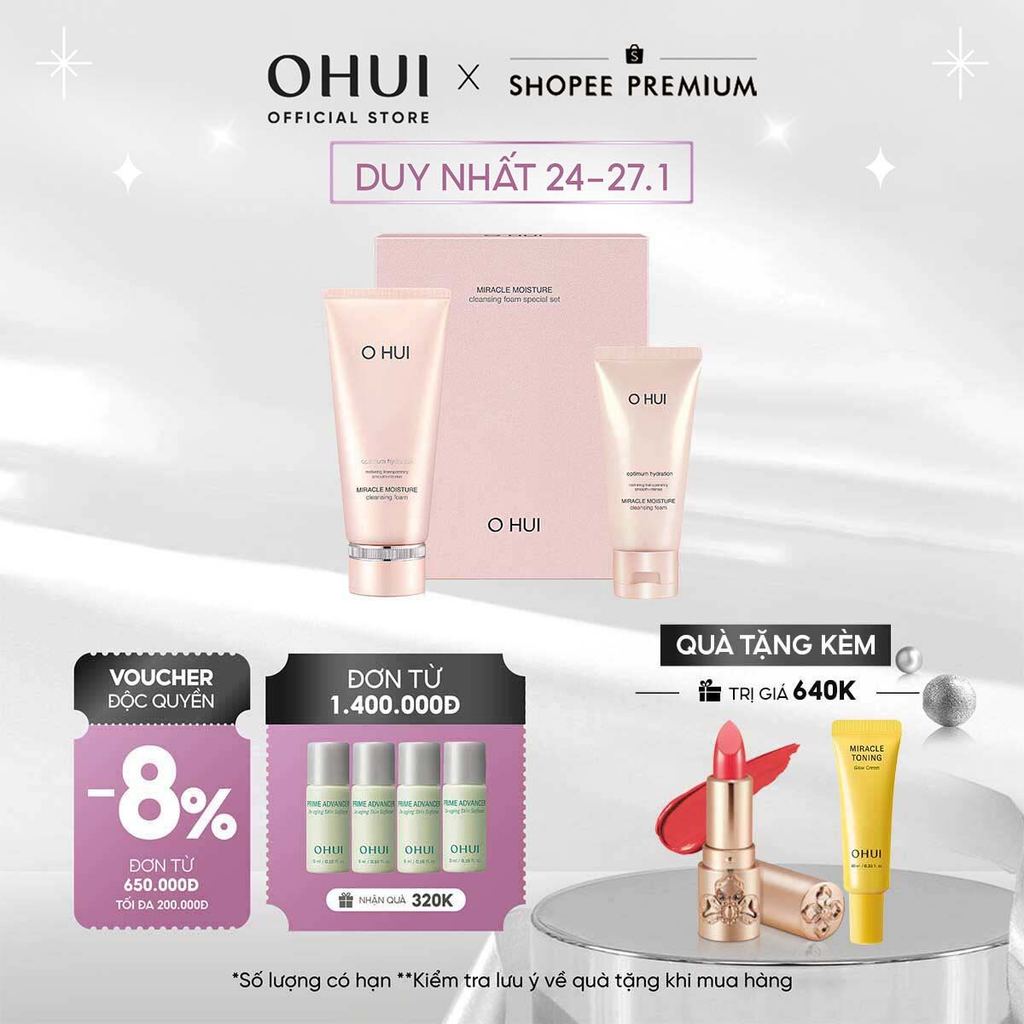 [OHUI Official] Bộ sữa rửa mặt dưỡng ẩm OHUI Miracle Moisture Cleansing Foam