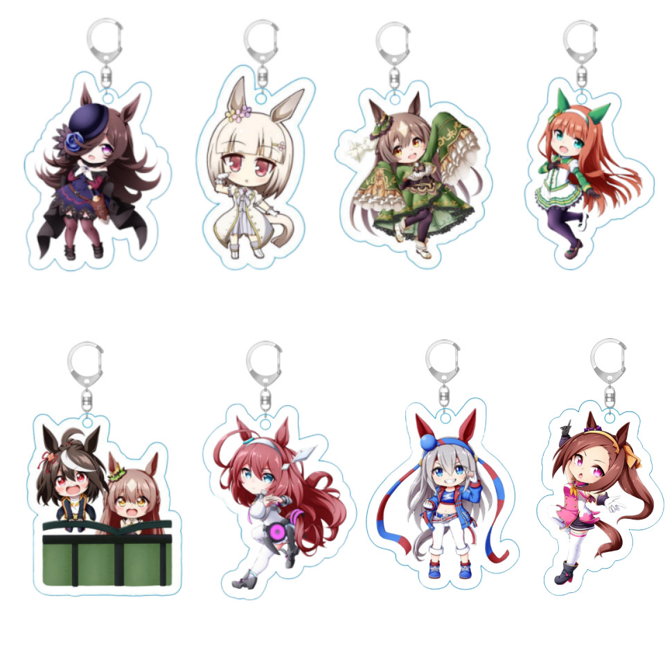 Cute 6CM Pretty Derby Anime Figures Agnes Tachyon Mejiro McQueen Narita Taishin Cosplay Acrylic Keyc
