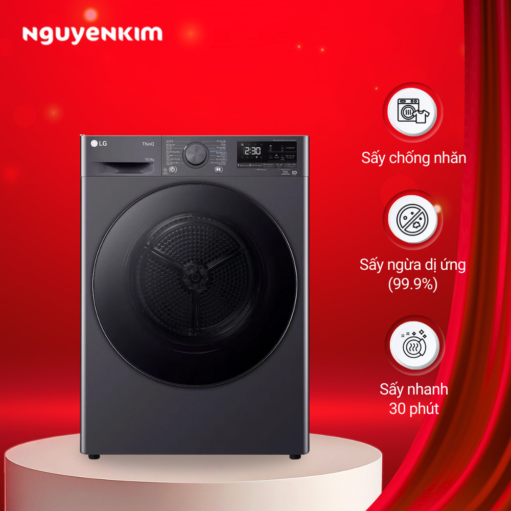 Máy sấy quần áo bơm nhiệt LG Inverter 10.5 kg DVHP50M