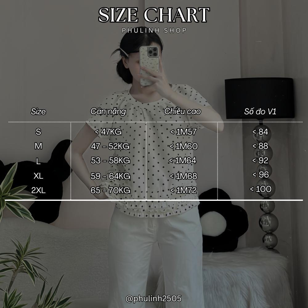 Áo Kiểu Nữ Chấm Bi Phối Bèo 3 Tầng Xinh Xắn Chất Liệu Đũi Thô Mềm Mát PhulinhFashion MS226 | BigBuy360 - bigbuy360.vn