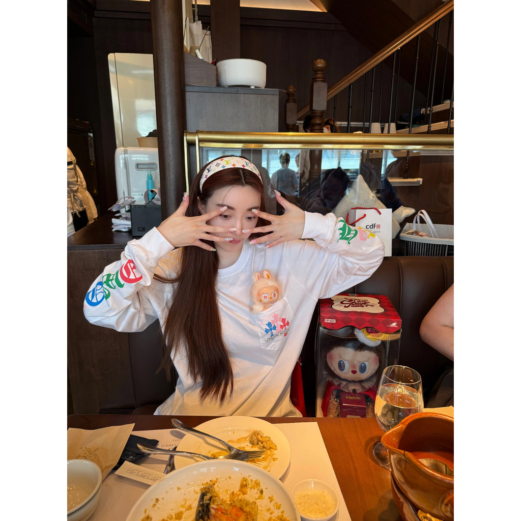 HEMV Chrome Hearts Sanskrit Men's and Women's Printed Long Sleeve T Loose Sun Protection