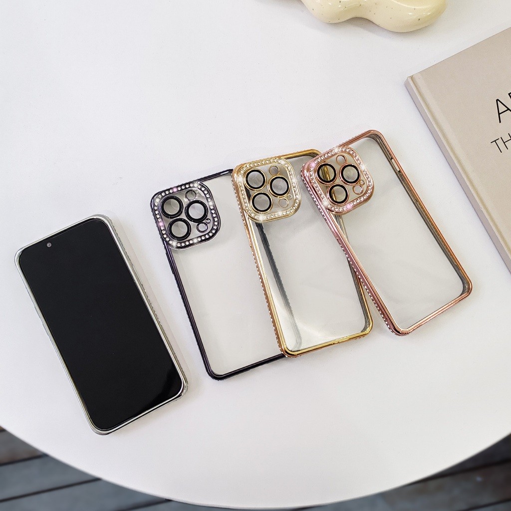 Ốp lưng kim cương mềm Shiny Edge cho iPhone 11 7 12 13 Pro Max 12Promax 13Promax 12Pro 13Pro