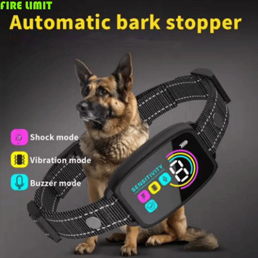 FIRE LIMIT Dog Barking Collar, chức năng chống sốc màn hình màu Vòng cổ chó chống sủa, Type-C thông 