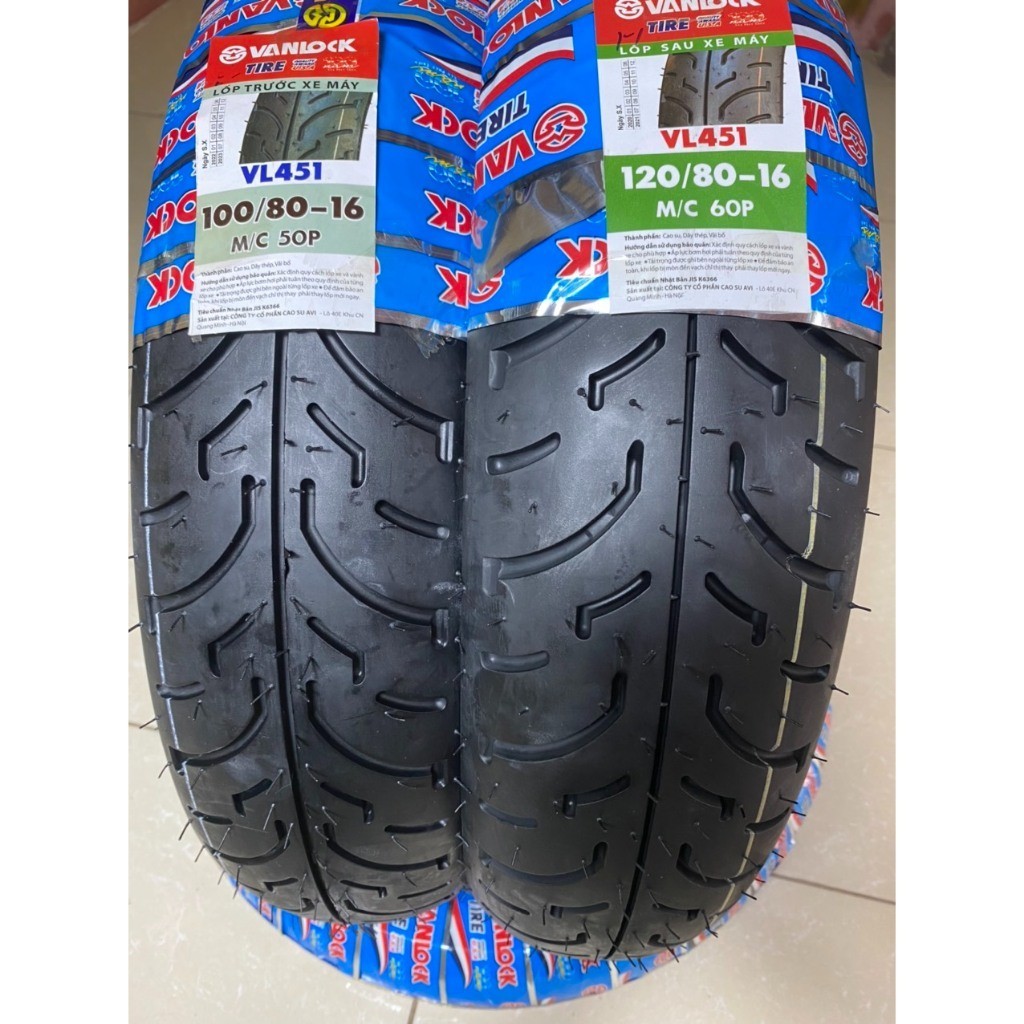 Lốp Xe SH Việt, SH 125/150, SH Ý Vanlock Thông Số Trước 100/80-16 & Sau 120/80-16