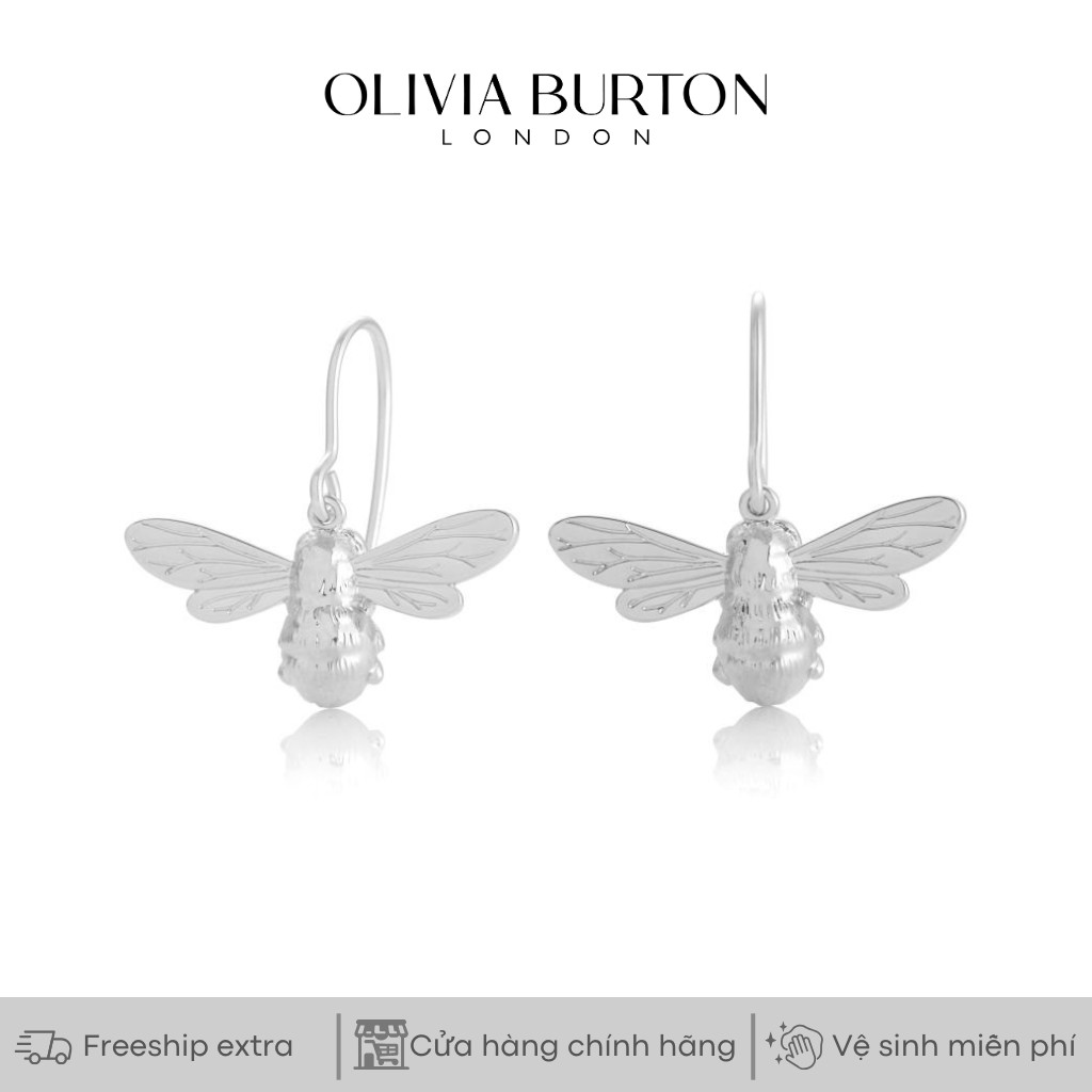 Khuyên tai Olivia Burton Lucky Bee Sleepers màu bạc