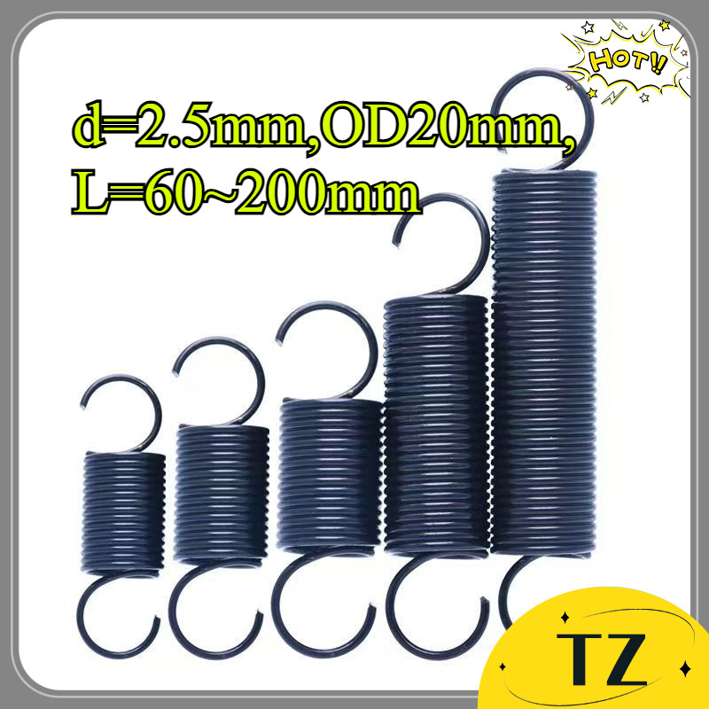 Lò xo căng / lò xo d = 2,5mm, OD20mm, L = 60 ~ 200mm lò xo căng thẳng có móc, áp dụng cho cửa nhà để
