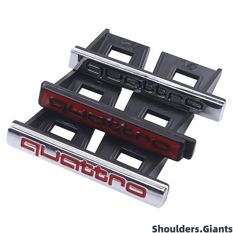 Quattro Dán Xe Hơi 9.3cm 3D Kim Loại Quattro Huy Hiệu Chromed -Plastic ABS Lưới Tản Nhiệt Trước Gắn 