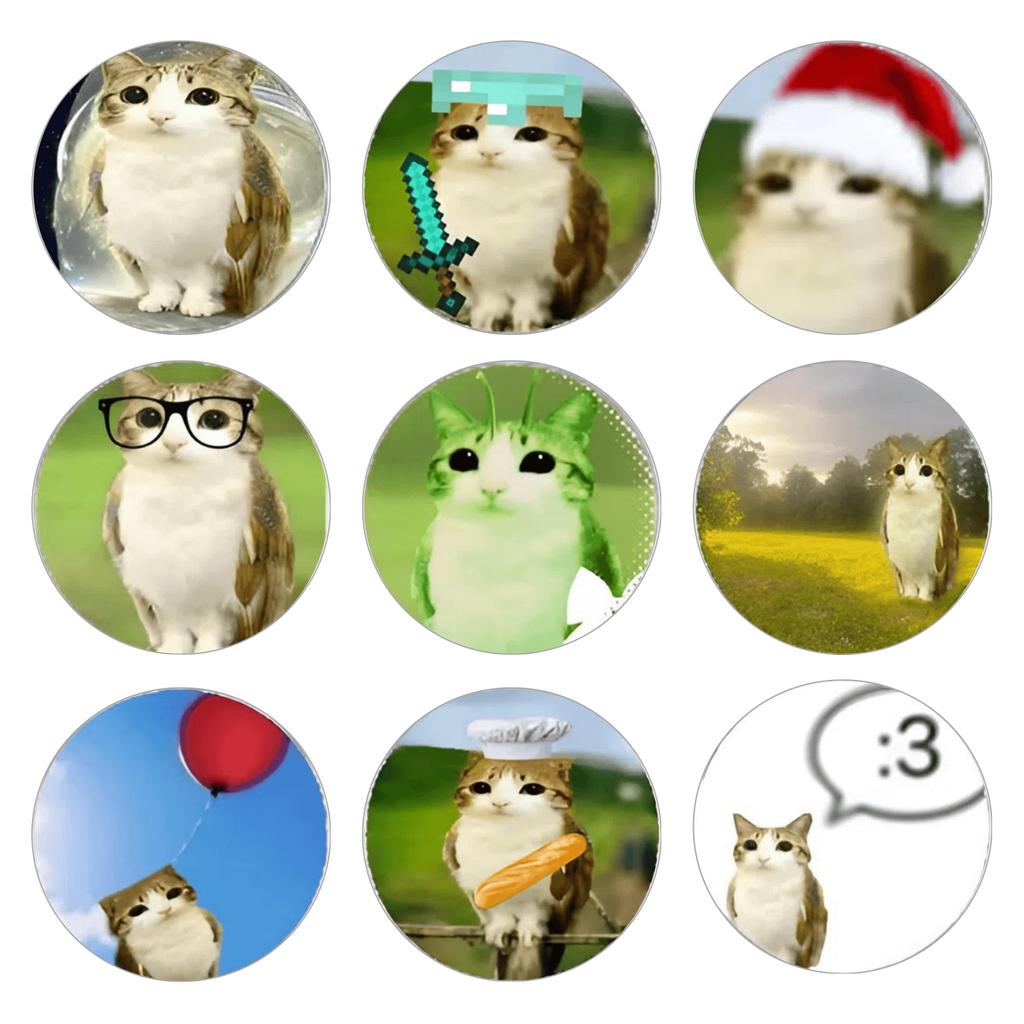 Huy Hiệu Ghim / Pin Cài Meowl Meme Trang Trí Balo Túi Xách Size 4.4cm...