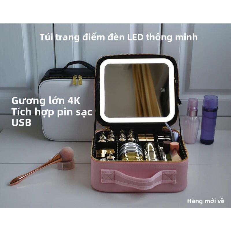 [ CHÍNH HÃNG ]  cốp đựng đồ makeup Cốp Đựng Mỹ Phẩm có đai đỡ Gương trang điểm và đèn LED Cốp Đựng Đ