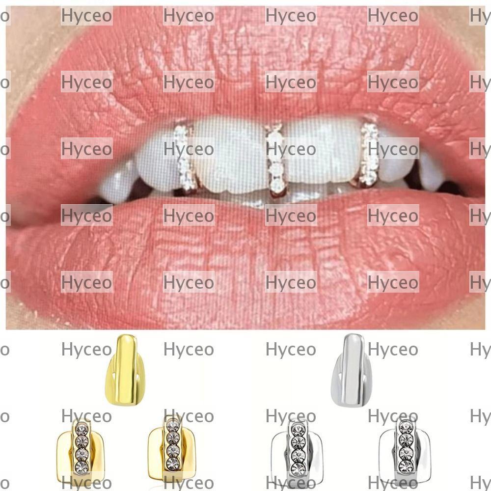 HYCEO 3 Cái Grillz, Rỗng Kim Cương Giả Hip Hop Răng Grillz, Sáng Bóng Zircon Răng Mũ Nam Nữ