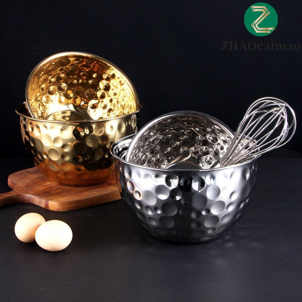 ZHAOcaimao Bát trái cây ZHAOCAIMAO, Đĩa Salad dày Hammer Point, Nồi trứng bằng thép không gỉ có thể 