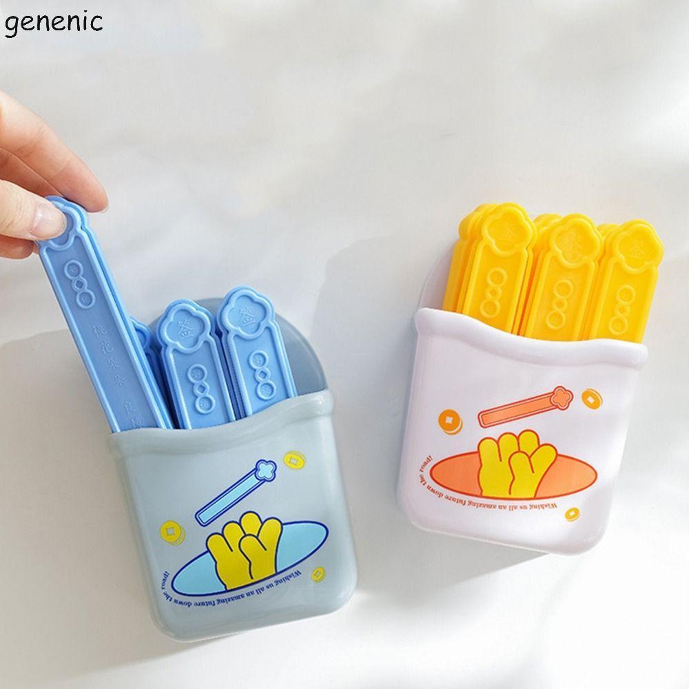 GENENIC 6 Cái Máy Làm Đá Viên, Tự Chế Có Hộp Bảo Quản May Mắn Ký Khuôn Đá Viên, Dụng Cụ Thanh Tổ Chức Đá Chống Dính Hình Chữ Nhật Thiết Thực