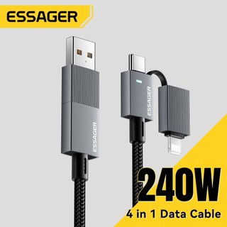 Essager PD 240W Cáp 4 trong 1 Chuyển siêu nhanh Chip EM tích hợp Tương thích với điện thoại, máy tính xách tay, máy tính bảng và các thiết bị khác