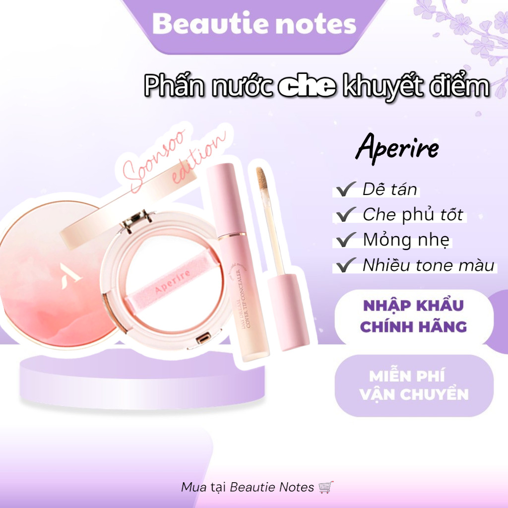 [SẴN HOẢ TỐC] Phấn nước Aperire Day Dream Cover Cushion và che khuyết điểm Aperire