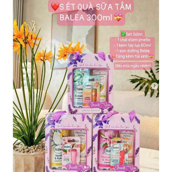 SET 3 MÓN BALEA SỮA TẮM 300ML + KEM TAY + SON DƯỠNG