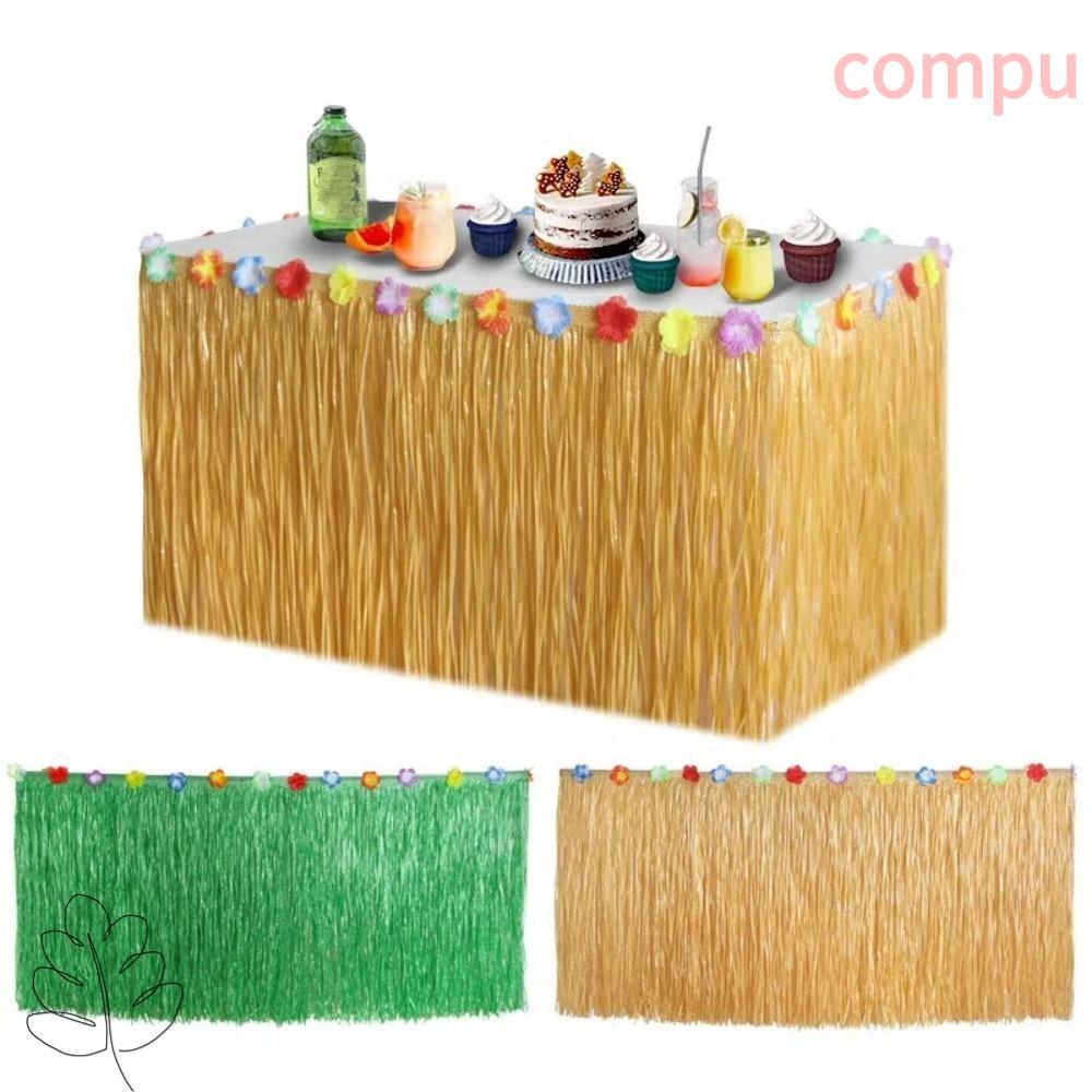 COMPU Cỏ Bàn Váy, Tiệc Hawaii Trang Trí Ống Hút Bàn Váy, DIY Hawaii Theo Chủ Đề Rơm Màu Hawaii Khăn 