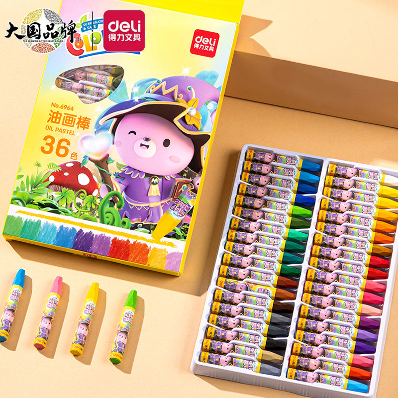 Deli Oil Pastel 6961 Crayon Graffiti Tranh Trắng Mẫu Giáo Đầy Màu Sắc Cho Bé Crayon 12 Màu 18 Màu Nư
