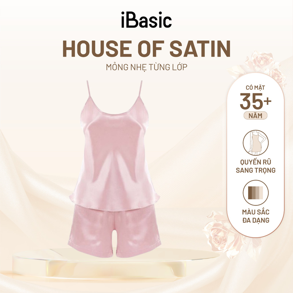 Đồ bộ mặc nhà nữ iBasic lụa satin áo hai dây quần đùi HOMY054