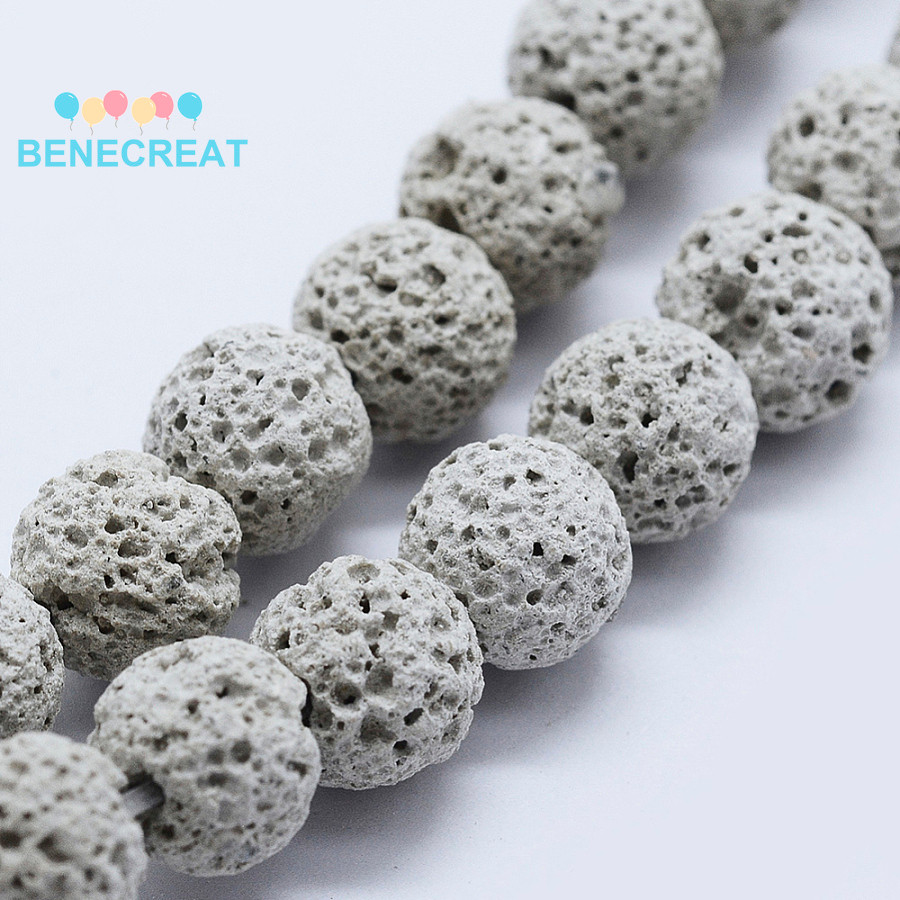 BENECREAT Hạt Bèo Tròn 8-9mm, Lỗ 1mm, Khoảng 50 Chiếc/Sợi, 38,5cm
