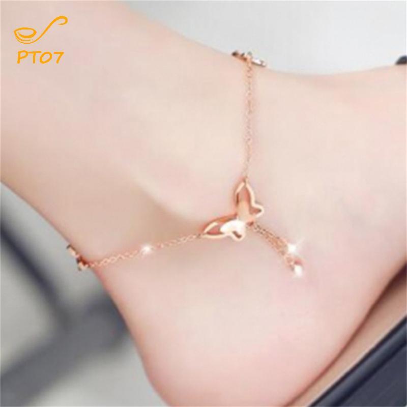 Pengtao07 Bướm Và Kim Cương Giả Mặt Dây Chuyền & Ankle Bracelet, Thích Hợp Cho Yoga Và Đi Biển