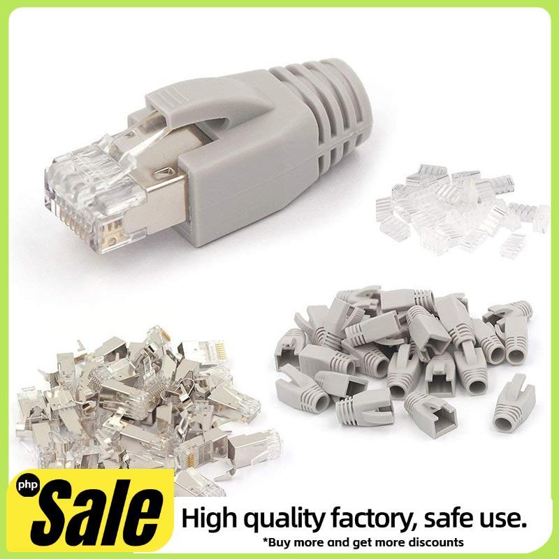 20 Gói CAT7 Đầu nối RJ45 được bảo vệ Cat6A Cat7 RJ45 Cắm mô-đun có thanh tải và bốt giảm căng thẳng 