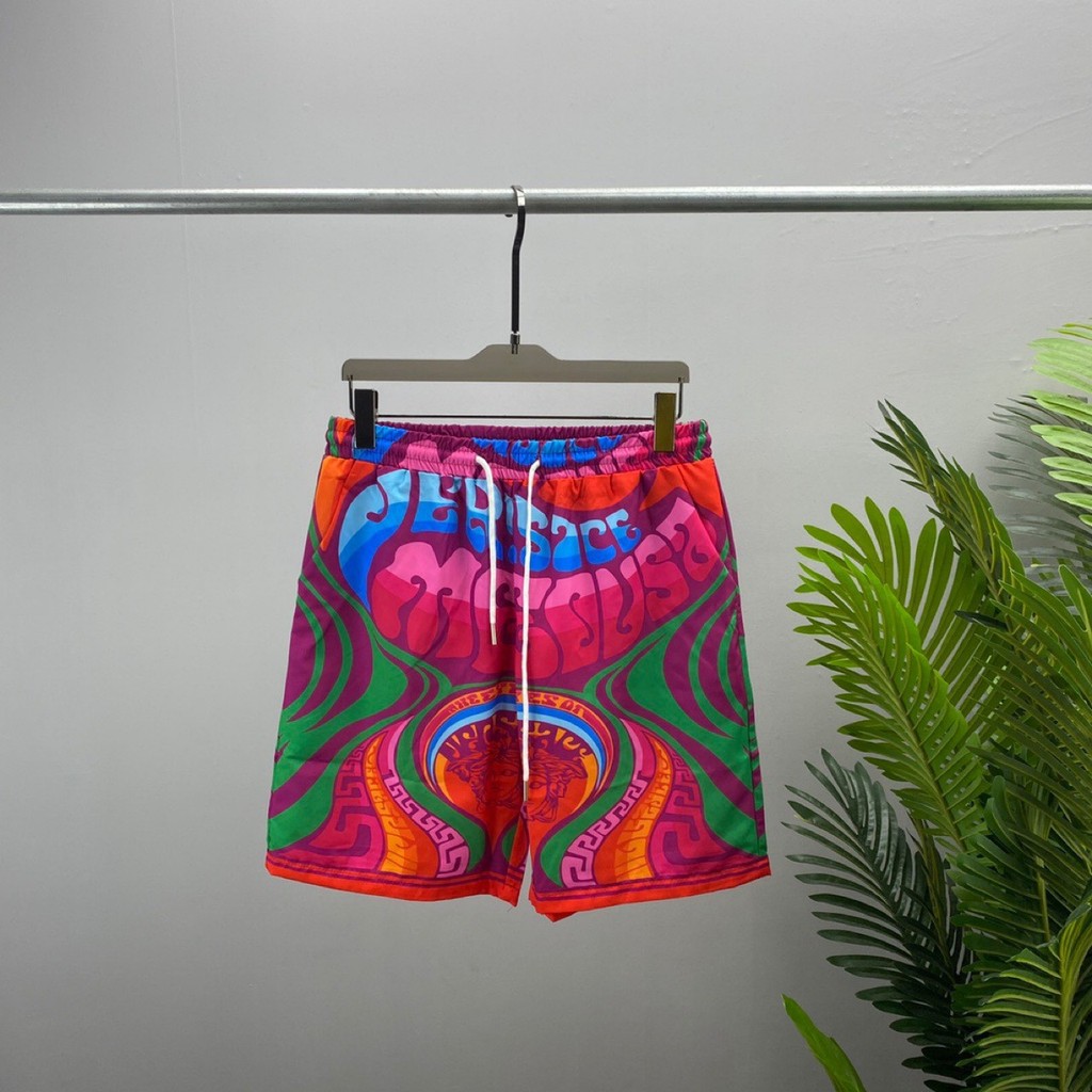 VER* Shorts, beach pants with elastic band and letter print pattern, unisex knee-length shorts