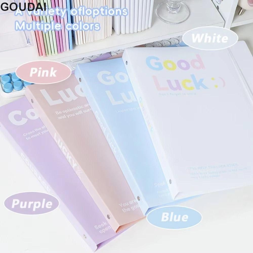 GOUDAI Loose Leaf File Folder, Clear Page Protector INS Exam Paper Storage Bag, Simple A4 Portable T