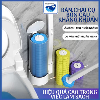 Bộ cọ vệ sinh dùng một lần gắn tường, cọ toilet xoay 360 độ thế hệ mới có đầu thay thế