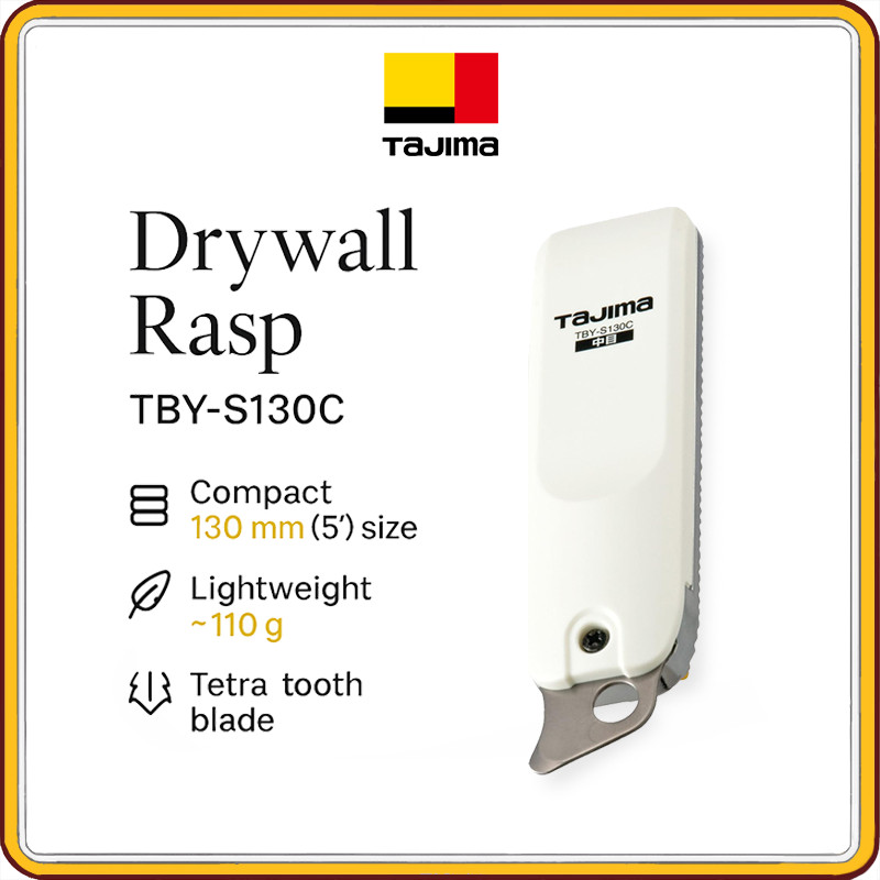 TAJIMA Drywall Rasp TBY-S130C 130mm (5") – Professional Gypsum Board Edge Shaper, Lightweight Alumin