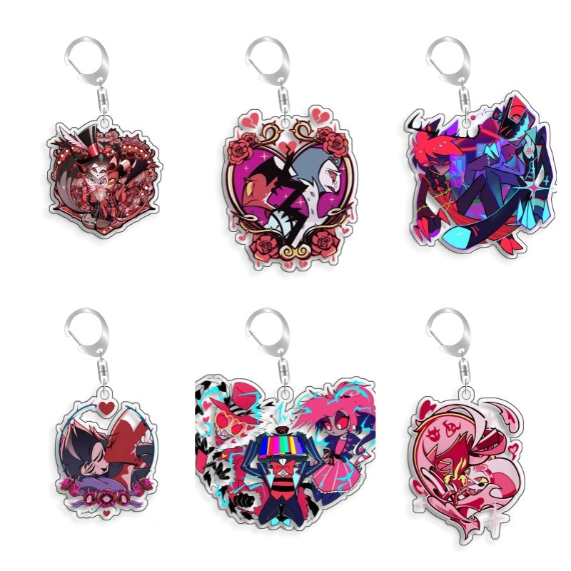 Hazbin Hotel Valentino Angel Dust Blitzo Stolas Selfmade  Acrylic Keychain Pendant Bag Charms Game A