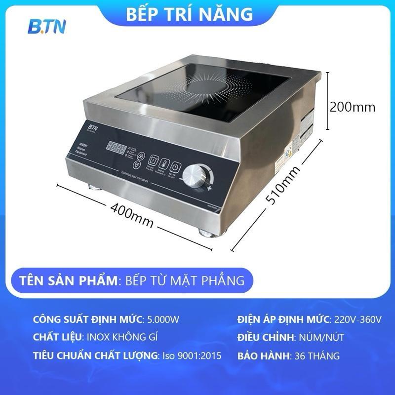 Bếp Từ Mặt Phẳng Công Nghiệp 5000W BTN – Bếp Từ Inox Cao Cấp, Nấu Nhanh Tiết Kiệm Điện, Dùng Cho Nhà Hàng Quán Ăn