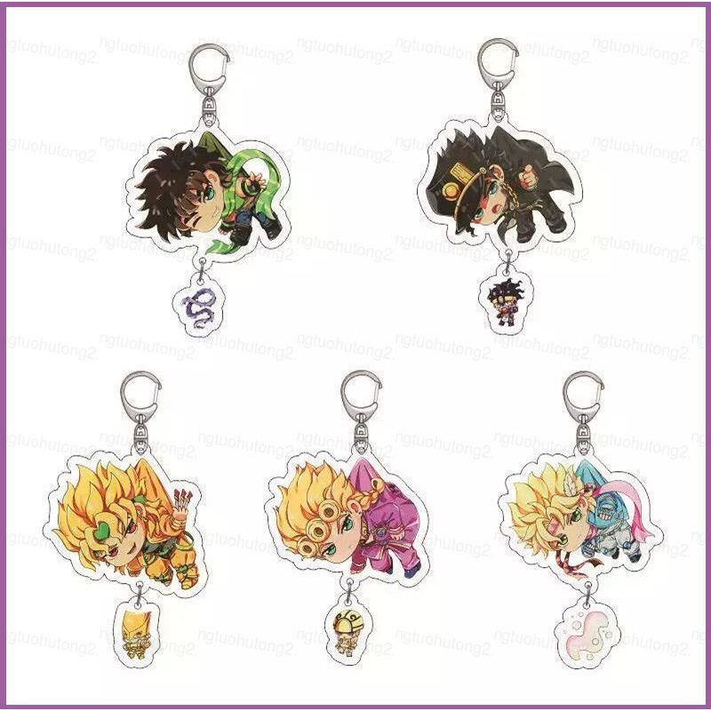 HT2 Jojo's Bizarre Adventure Keychain Anime Keyring Acrylic Cute Bag Pendant Cartoon Jonathan Key Ch