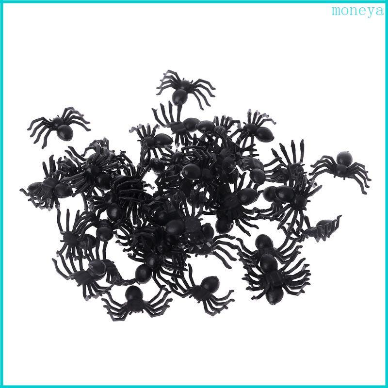 Mya 50 Chiếc Nhỏ Đen Nhựa Giả Đồ Chơi Nhện Ngộ nghĩnh Trò Đùa Prank Đạo Cụ Halloween Deco
