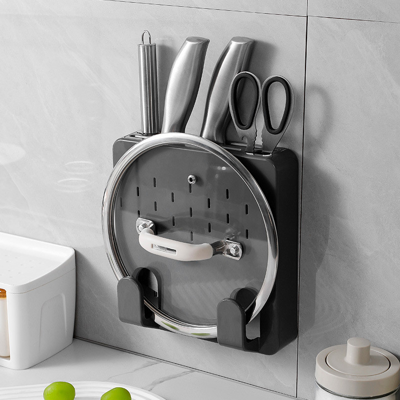 Nhà Bếp Traceless Treo Tường Lưu Trữ Dao Giá Đỡ Đa Năng Treo Tường Nắp Nồi Thớt Móc Giá Để Đồ Dao Gi