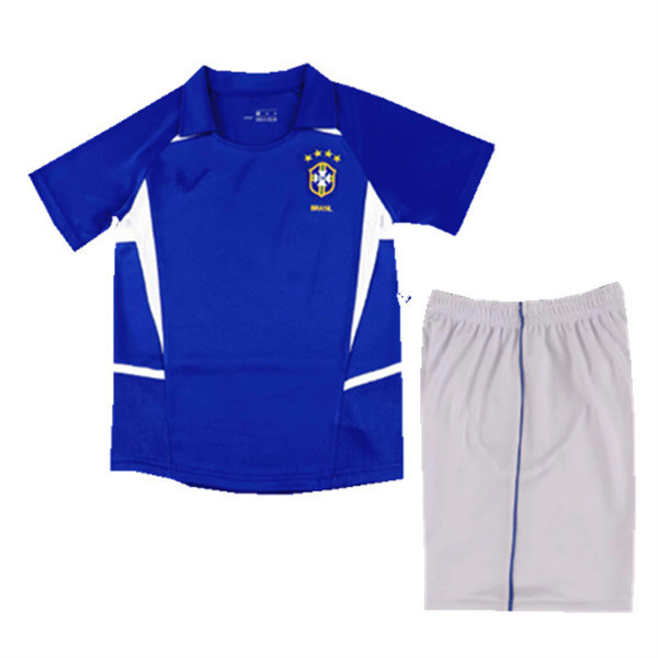 Bộ Áo Thể Thao Trẻ Em Phong Cách Retro Brazil 2002 Size 16-28