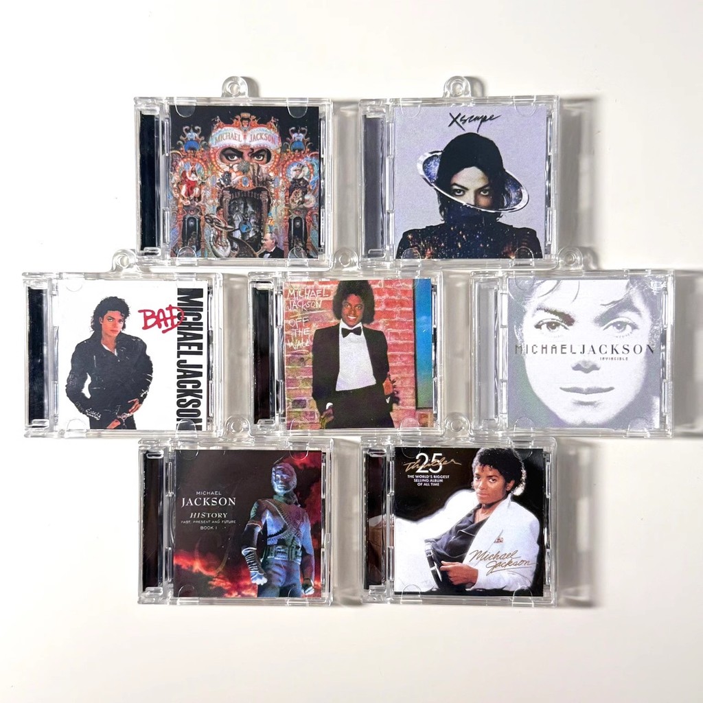 Classic Pop Michael Jackson MJ MINI Music CD NFC Keychain Play Song Thriller Album Bad Pendant Cospl